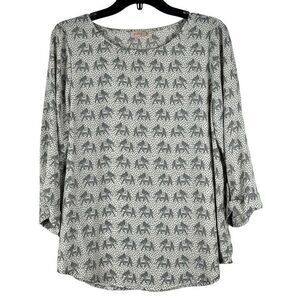 Pixley Elephant Polka Dot 3/4 Sleeve Blouse Medium